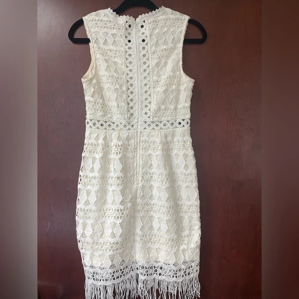 Lulus Kenna White Crochet Lace Sleeveless Bodycon Dress Size Small - Picture 4 of 5
